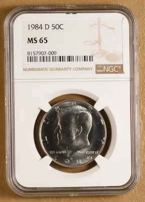 1984 D Kennedy Half Dollar NGC MS65 - Image 1 of 2