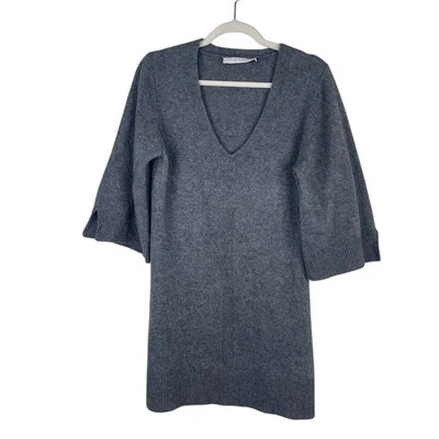 Trina Turk Wool Angora V Neck Knit Tunic Sweater Dress Capsule Minimalist Size S - Image 1 of 4