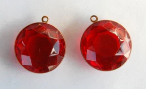 CUENTAS COLGANTES GRUESAS DE PLÁSTICO ROJO DE COLECCIÓN 25 mm - Imagen 1 de 1