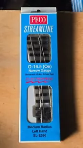 New PECO Streamline O-16.5 Narrow Gauge Med Radius Left Train Track SL-E596 - Picture 1 of 6