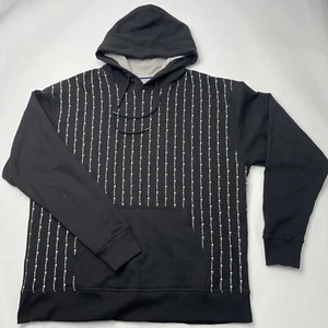 Champion Men’s Powerblend Hoodie Allover Logo Pinstripe Vertical Black Size XL - Picture 1 of 8