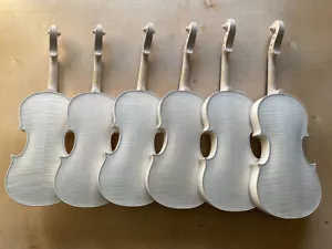1x Unfinished Violin 4/4 European wood Flame Maple Back Spruce Top model for DIY - Picture 1 of 5