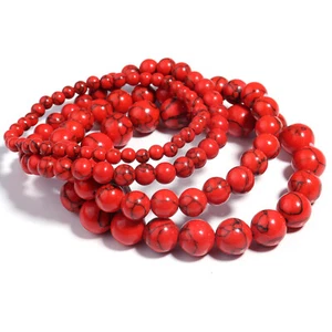Bracciale elastico pietre dure con pietra naturale turchese rosso uomo donna - Foto 1 di 8