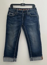 Rock Revival Cropped Jeans  Women's Size 28 CELINE Rhinestone Flap Pockets