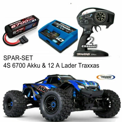 Traxxas Wide Maxx  Monster Truck Blau + 4S 6700 mAh Akku + Ladegerät 12A  RTR - Bild 1 von 4