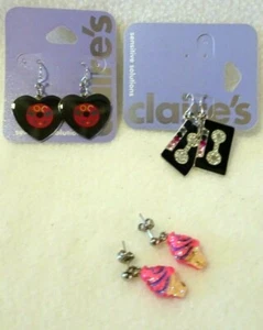 Claire's Youth Girl's Pierced Earrings-3 Sets-2 New on Card-Dangle/Drop - Picture 1 of 5
