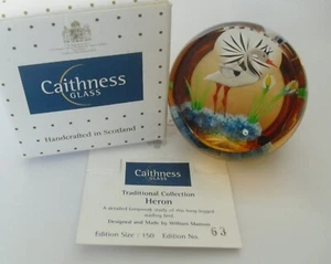 Boxed Ltd Ed Caithness William Manson "Heron" Paperweight(63/150) - 2 1/2" - Picture 1 of 18