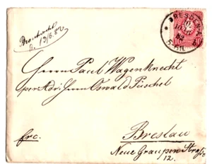 DR Briefchen DRESDEN - BRESLAU mit 41 I a D ( verbreiterte Marke); 10/6 82 - Picture 1 of 1