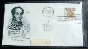 VTG US Postage Cachet FDC 8c  #1111 Champion of Liberty SIMON BOLIVAR 1958 - Picture 1 of 6