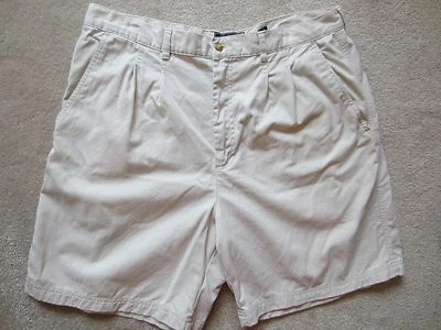 Men's John Ashford Khaki Beige Cotton Shorts Size 38 Pleated Excellent condition Foto 1 de 4