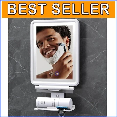 Rechargeable Anti-Fog Shower Mirror with Adjustable Angle & Razor Holder for Men - Image 1 of 4