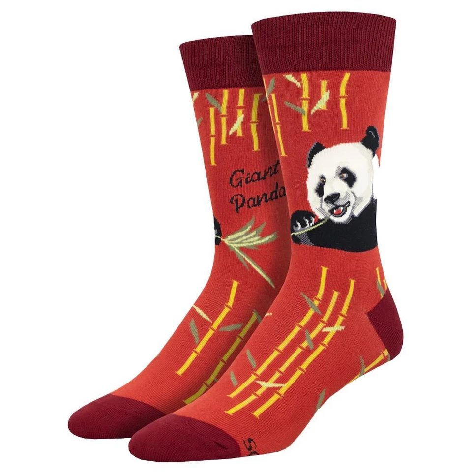 Meias masculinas Socksmith Crew espécies ameaçadas de extinção urso panda gigante novidade calçado - Imagem 1 de 1