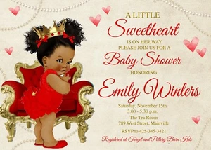 Schatz, Valentinstag, Babyparty Einladung, rot, gold, Prinzessin - Bild 1 von 1