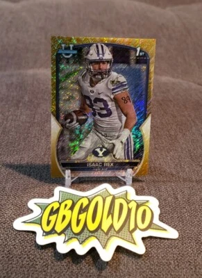 2022 Bowman University Chrome Gold Shimmer Refractor /50 #71 Isaac Rex SP BYU - Image 1 of 3