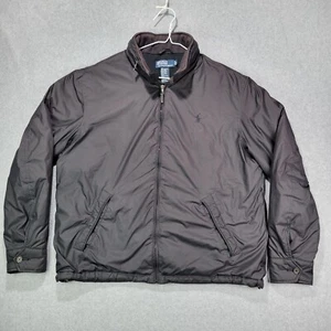 Polo Ralph Lauren Mens L Jacket Coat Softshell Windbreaker BLACK Leather Trim - Picture 1 of 17