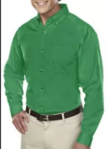 Tri Mountain Long Sleeve Men Shirt Button Up Collared 2XL Kelly Green - Picture 1 of 1