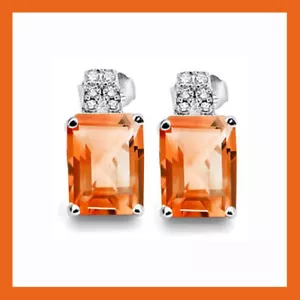 AZOTIC GEMSTONE & CREATED DIAMOND STUD EARRINGS 925 STERLING SILVER New Earring - Picture 1 of 2