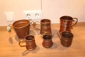 6 x verschiedene Vintage Deko Kupfer Töpfe, Kannen - Bild 1 von 12