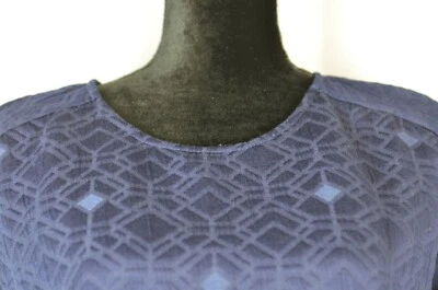 Blusa Pulôver Feminina J.Crew Tamanho 10 Azul Marinho Texturizada Zíper Lateral Algodão Diamante - Imagem 1 de 4