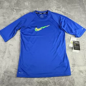 Nike Dri-Fit Swim Shirt Youth Boys XL UPF 40 Blue 1/2 Sleeve Beach Pool New $30 - Picture 1 of 16