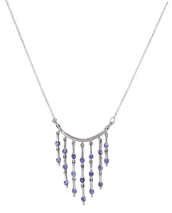 Natural Tanzanite chandelier 14k White Gold Pendant with 36 inch long chain - Picture 1 of 4