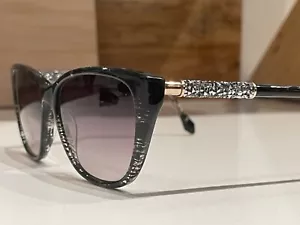 Badgley Mischka Black (BLCK) Elsa Sunglasses 55-15-135 Silver Stones MSRP $297. - Picture 1 of 20