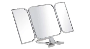 Specchio Tri Fold Pieghevole Tenuto a Mano 3 Vie Beauty Make Up Versatile Stile Vera Immagine - Foto 1 di 8