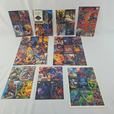 Lote de Tarjetas Marvel Promocionales Sin Cortar - Edición Limitada - Estilo, Obra Maestra, Fleer + De Colección Foto 1 de 4