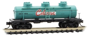 Micro-Trains MTL N-Scale 3-Dome Tank Car Celanese/GATX (Green/White/Red) #1404 - Picture 1 of 1