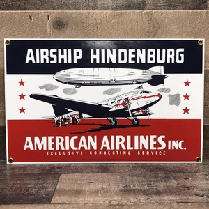 Vintage Porcelain Sign “Airship Hindenburg” American Airlines 1995 *8” X 12-1/2” - Picture 1 of 7