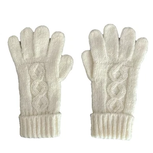 Wolle & Acryl Elfenbein Damen Winter Zopfmuster Warme Kuschel Handschuhe - Bild 1 von 8