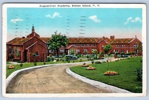 1933 AUGUSTINIAN ACADEMY STATEN ISLAND NEW YORK ROMAN CATHOLIC POSTCARD - Imagen 1 de 2