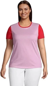 Lands End Damen 3X Relaxed Supima Baumwolle Rundhalsausschnitt T-Shirt Wild Blossom Neu in Verpackung - Bild 1 von 4