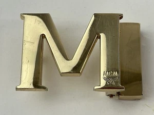 Authentic MCM Logo Gold Tone Belt Buckle Only NO BELT INCLUDED - Picture 1 of 8