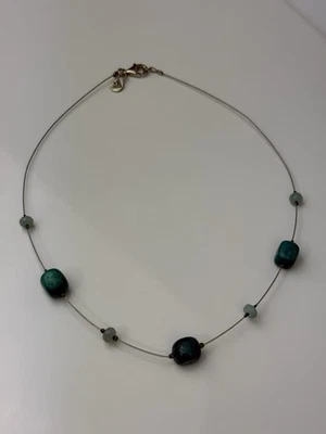 Vintage Silpada Sterling Silver 925 Turquoise Glass Bead Necklace 16" - Image 1 of 4
