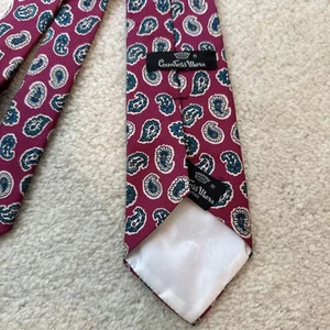 Vintage COUNTESS MARA Tie Red Tan Green Paisley Crown Logo - Picture 1 of 5