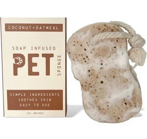 Pet Sponge with Soap-Infused Coconut Oatmeal Formula for Cats & Dogs 10+ Washes - Picture 1 of 8