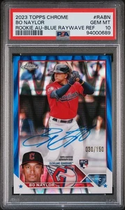2023 Topps Chrome Rookie Autograph = Bo Naylor Rookie Au-Blue Raywave Ref PSA 10 - Picture 1 of 2