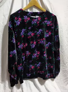 Vintage 80s Jaclyn Smith Sport Floral Sweatshirt XLarge Velour Long Sleeve Cozy - Picture 1 of 7