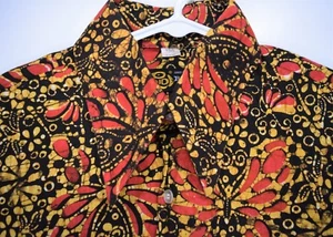 Batek Black Red Hawaiian Button Front Shirt Men's Size 15.5 Slim Fit Floral - Picture 1 of 10