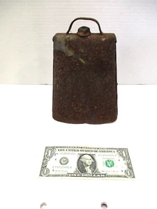 Primitive Vintage Antique Rustic Rusty COW BELL / OX BELL  8" x 5 3/4" - Picture 1 of 15