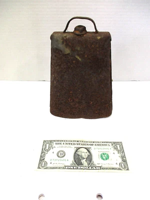 Primitive Vintage Antique Rustic Rusty COW BELL / OX BELL  8" x 5 3/4" - Image 1 of 4
