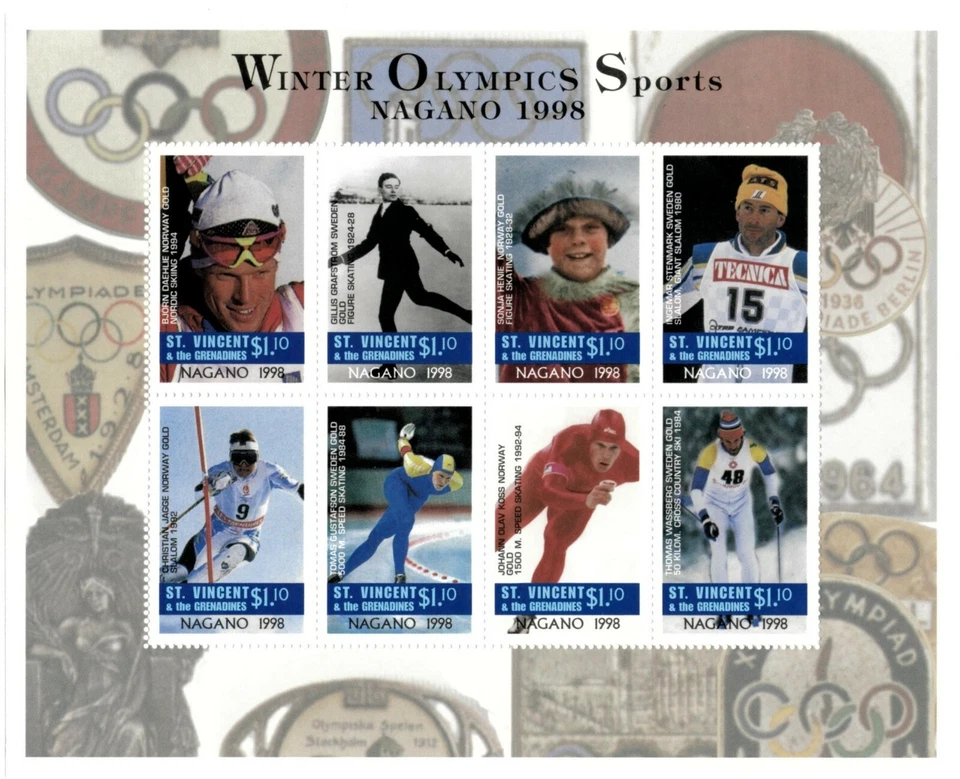 St. Vincent 1997 SC# 2530 Winter Olympic Sport, Nagano - Sheet of 8 Stamps - MNH - Image 1 of 1
