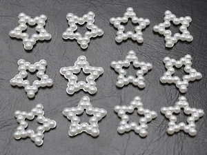 200 Pure White Acrylic Pearl Dotted Star Beads 12mm Scrapbook Craft - Picture 1 of 7