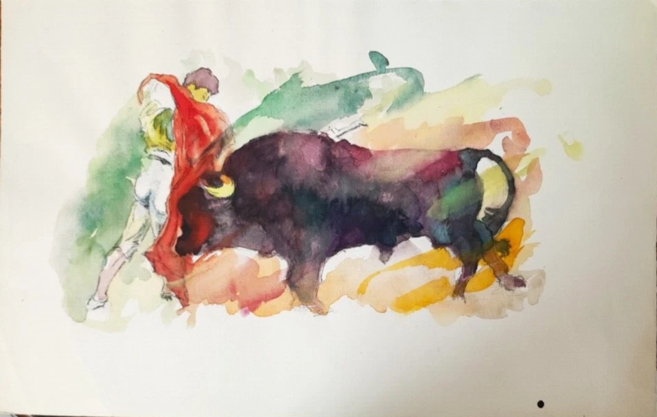 GCO6-AQUARELLE ORIGINALE-TAUROMACHIE-RENÉ DIAZ - Photo 1/1