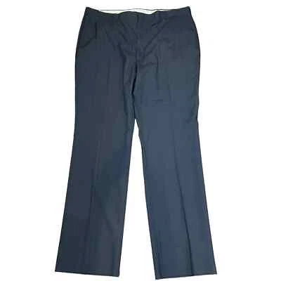 Pantalones de vestir Berle talla 46 sin terminar azul marino mezcla de lana lino lavable a máquina Foto 1 de 4