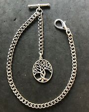  silver colour Albert pocket watch chain with a tree of life charm for a fob