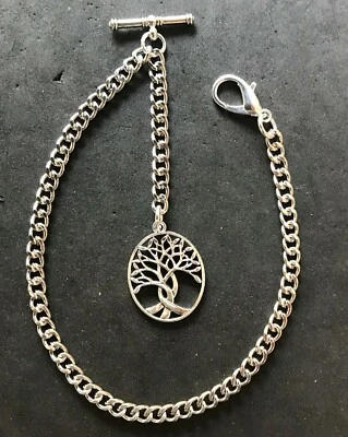 Albert pocket watch chain with a tree of life charm for a fob,silver colour - Image 1 of 4