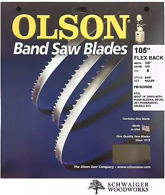 Olson Flex Back Band Saw Blade 105" inch x 3/8", 4 TPI, Delta, JET, Grizzly