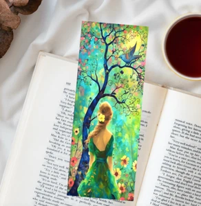 Lesezeichen gelbe Blume im Haar skurriles Geschenk für Frauen, Buchleser 5,5x2 - Bild 1 von 4